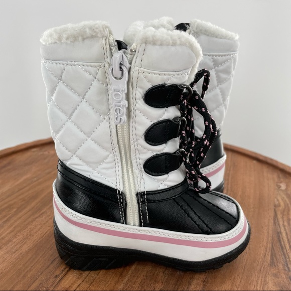 TOTES Kid's Snow Boots - Size 5 MED "Haddie" Style - White/Pink/Black - Picture 5 of 9